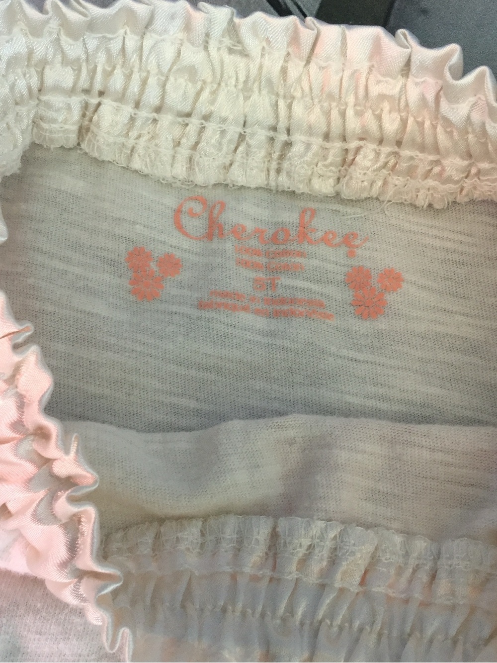 Cherokee Cream Girls Ruffle Top with Pink Logo - Picture 3 of 4